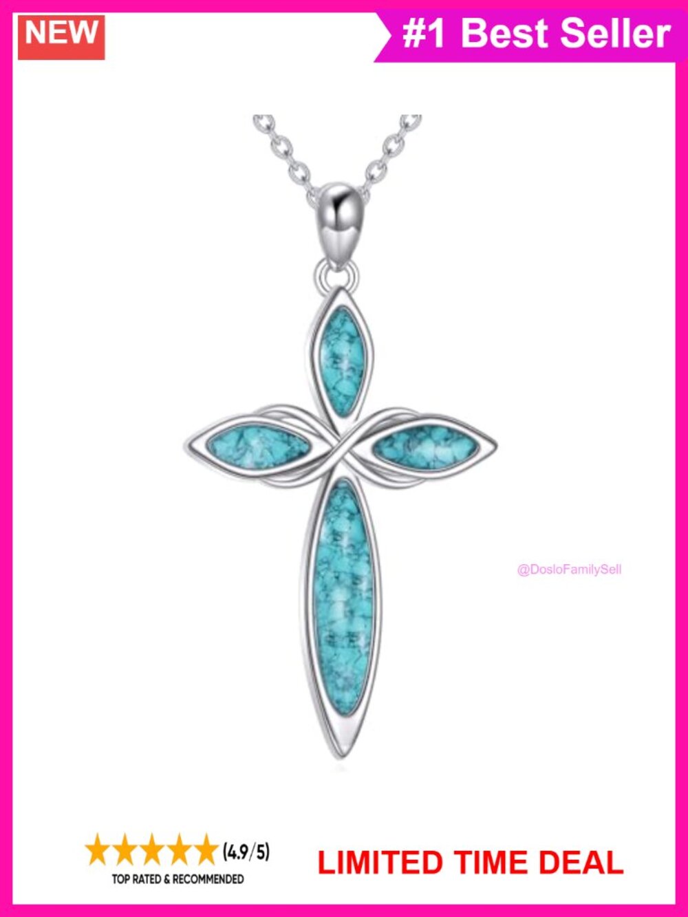 S925 Sterling Silver Cross Pendant Necklace 18in with Extender Religious Gift